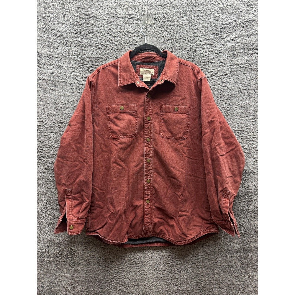 L.L. Bean Katahdin Iron Works Button Up Long Sleeve Shirt Red Mens Size L